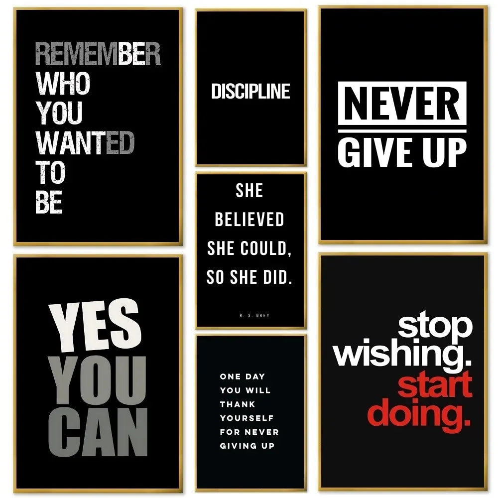 Motivational Text Art Retro Poster Home Living Room Bedroom Bar Cafe Art Decor