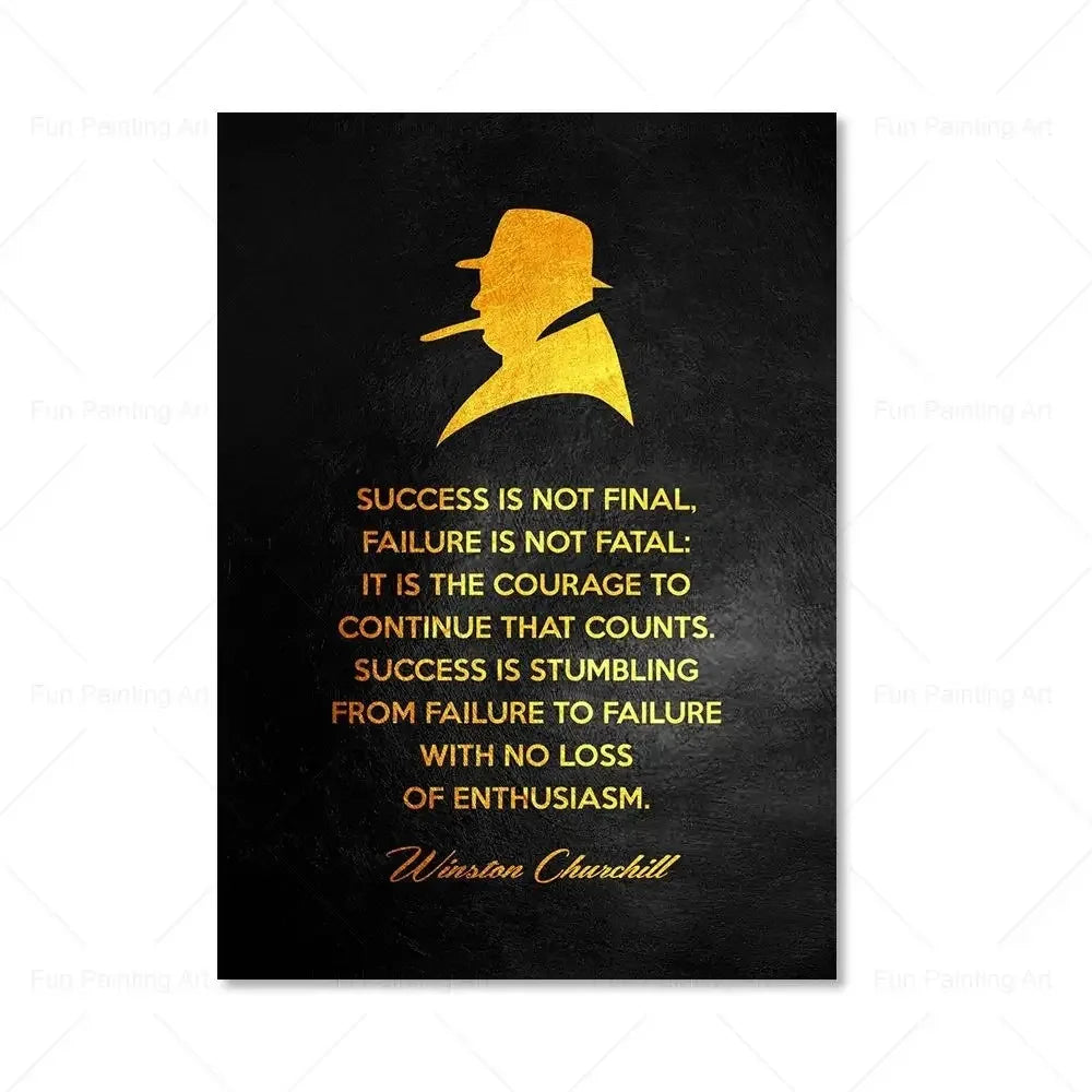 Motivational Quote Art Posters for Wall Black Golden Letters Inspiring Canvas Painting Wall Art Picture Office Living Room De