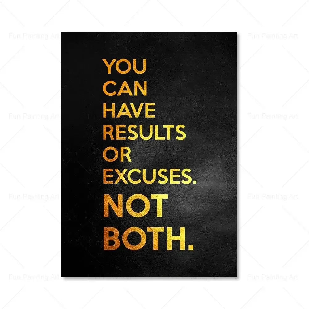 Motivational Quote Art Posters for Wall Black Golden Letters Inspiring Canvas Painting Wall Art Picture Office Living Room De