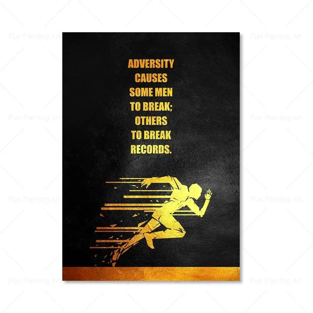 Motivational Quote Art Posters for Wall Black Golden Letters Inspiring Canvas Painting Wall Art Picture Office Living Room De