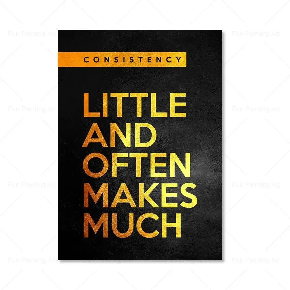 Motivational Quote Art Posters for Wall Black Golden Letters Inspiring Canvas Painting Wall Art Picture Office Living Room De