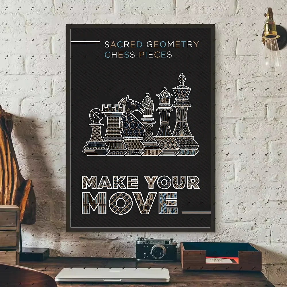 Chess Lovers Motivational Art Poster HD art sticky wall waterproof home living room bedroom bar aesthetic decoration