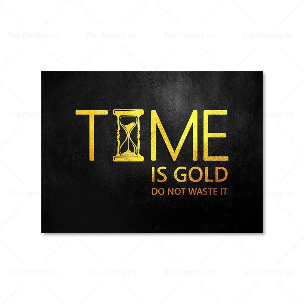 Motivational Quote Art Posters for Wall Black Golden Letters Inspiring Canvas Painting Wall Art Picture Office Living Room De