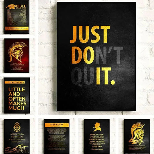 Motivational Quote Art Posters for Wall Black Golden Letters Inspiring Canvas Painting Wall Art Picture Office Living Room De