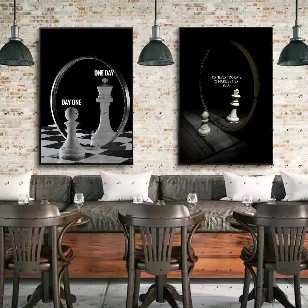 Chess Lovers Motivational Art Poster HD art sticky wall waterproof home living room bedroom bar aesthetic decoration