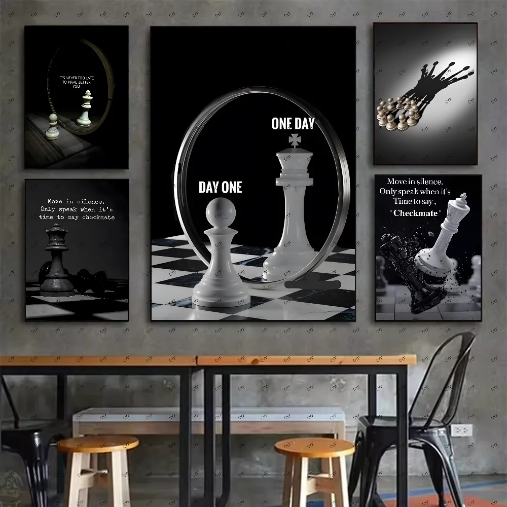 Chess Lovers Motivational Art Poster HD art sticky wall waterproof home living room bedroom bar aesthetic decoration